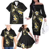 Polynesia Tattoo With Plumeria Family Matching Off The Shoulder Long Sleeve Dress and Hawaiian Shirt Elegant Vibes LT14 - Polynesian Pride