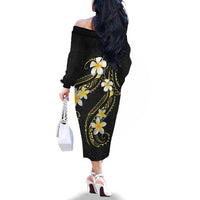 Polynesia Tattoo With Plumeria Family Matching Off The Shoulder Long Sleeve Dress and Hawaiian Shirt Elegant Vibes LT14 - Polynesian Pride