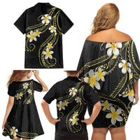 Polynesia Tattoo With Plumeria Family Matching Off Shoulder Short Dress and Hawaiian Shirt Elegant Vibes LT14 - Polynesian Pride