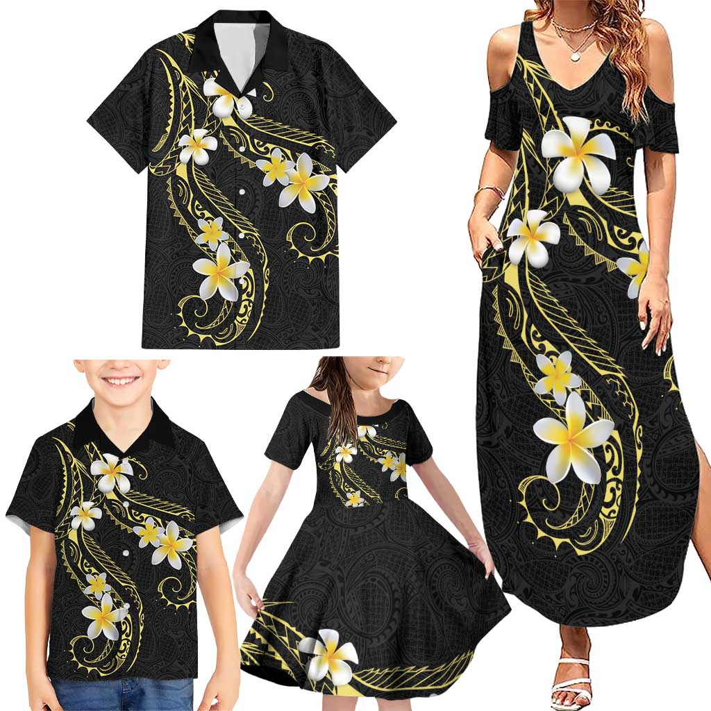 Polynesia Tattoo With Plumeria Family Matching Summer Maxi Dress and Hawaiian Shirt Elegant Vibes LT14 - Polynesian Pride