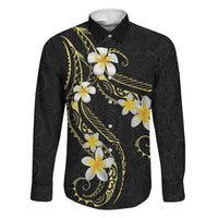 Polynesia Tattoo With Plumeria Family Matching Summer Maxi Dress and Hawaiian Shirt Elegant Vibes LT14 Dad's Shirt - Long Sleeve Black - Polynesian Pride