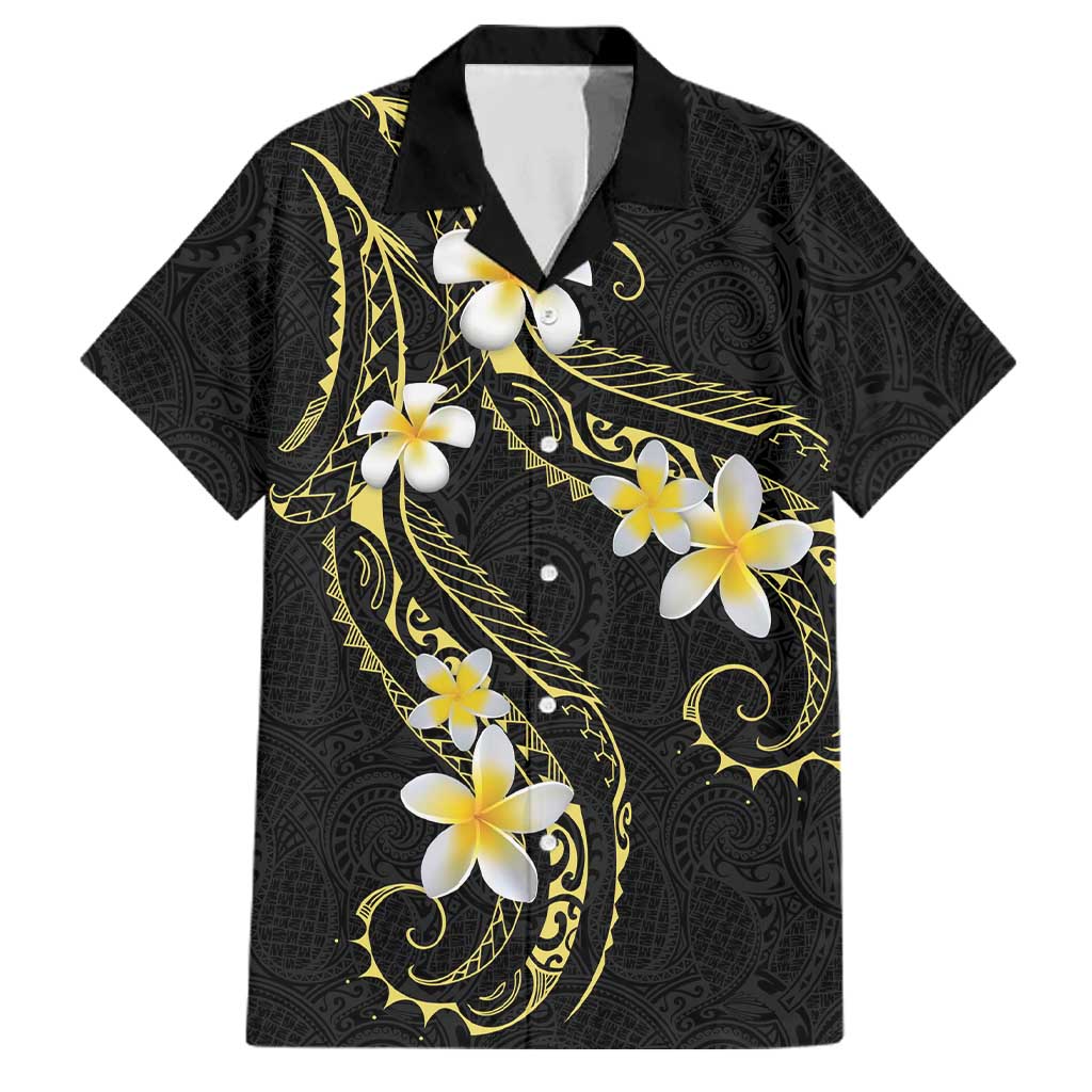 Polynesia Tattoo With Plumeria Family Matching Tank Maxi Dress and Hawaiian Shirt Elegant Vibes LT14 Dad's Shirt - Short Sleeve Black - Polynesian Pride