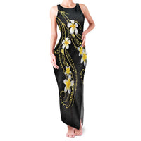Polynesia Tattoo With Plumeria Family Matching Tank Maxi Dress and Hawaiian Shirt Elegant Vibes LT14 Mom's Dress Black - Polynesian Pride