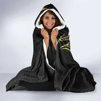 Polynesia Tattoo With Plumeria Hooded Blanket Elegant Vibes