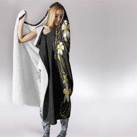 Polynesia Tattoo With Plumeria Hooded Blanket Elegant Vibes