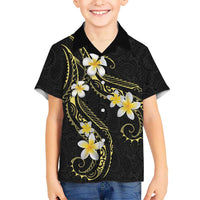 Polynesia Tattoo With Plumeria Kid Hawaiian Shirt Elegant Vibes LT14 Kid Black - Polynesian Pride
