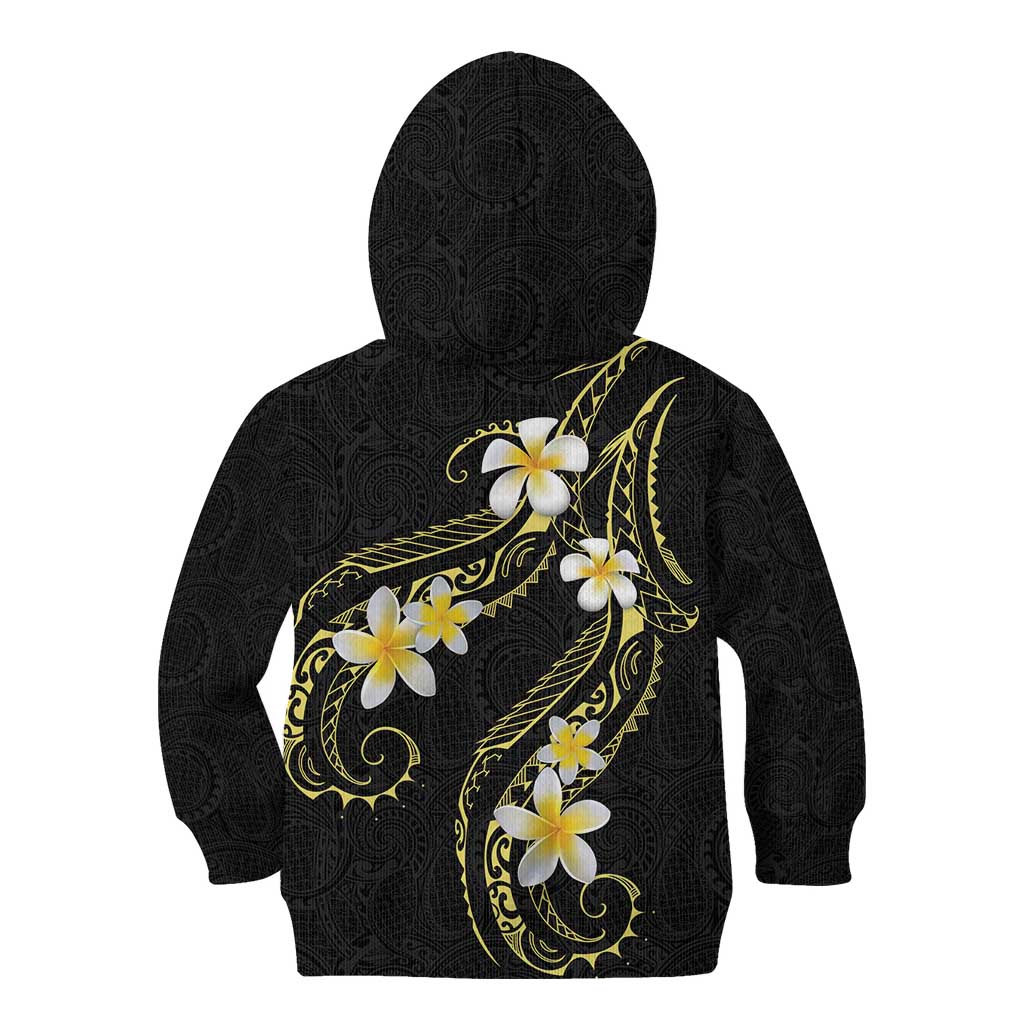 Polynesia Tattoo With Plumeria Kid Hoodie Elegant Vibes