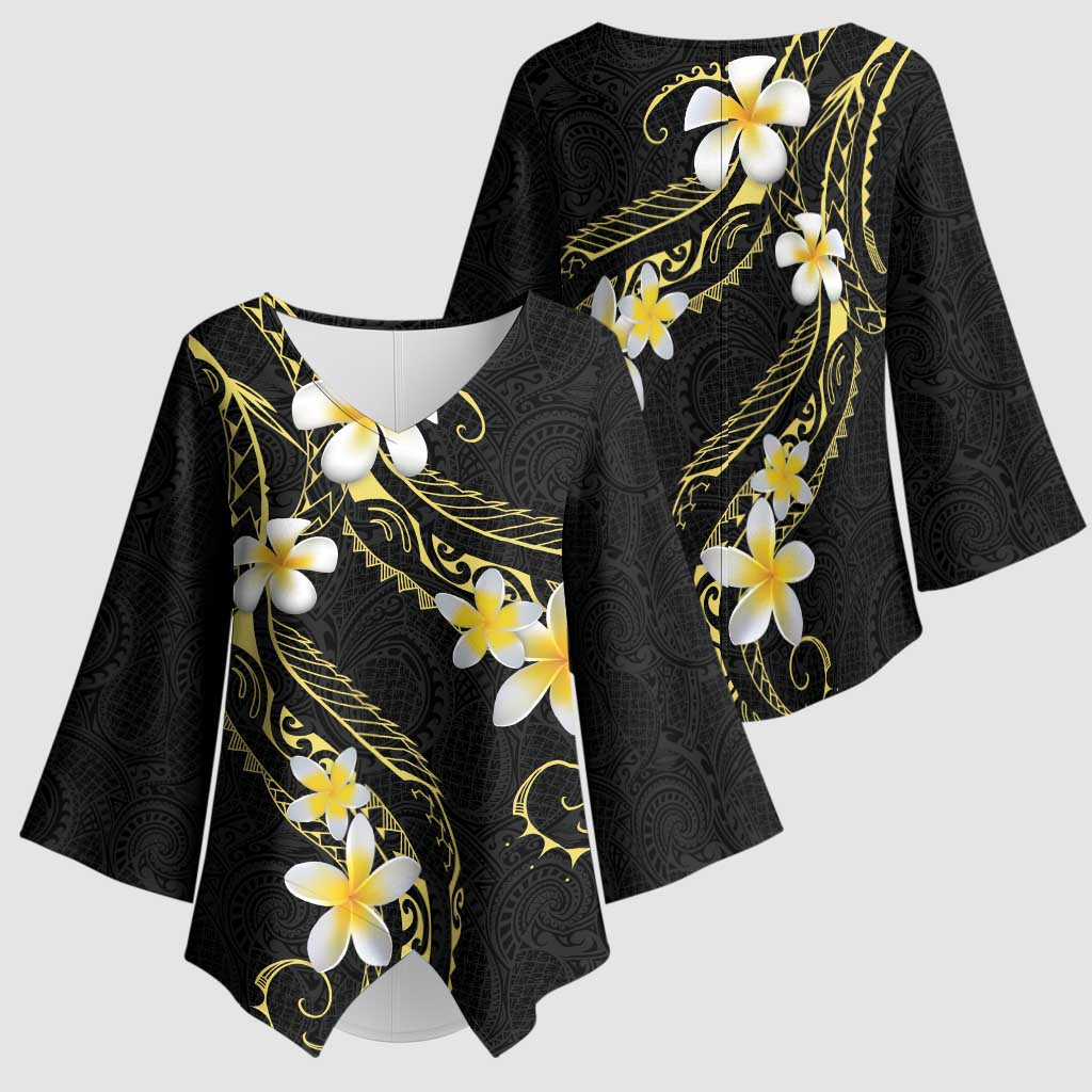 Polynesia Tattoo With Plumeria Kimono Sleeve Blouse Elegant Vibes