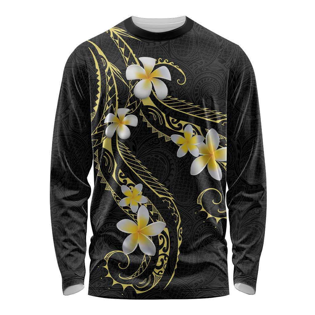 Polynesia Tattoo With Plumeria Long Sleeve Shirt Elegant Vibes