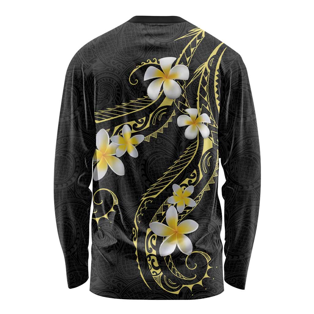 Polynesia Tattoo With Plumeria Long Sleeve Shirt Elegant Vibes