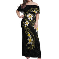 Polynesia Tattoo With Plumeria Off Shoulder Maxi Dress Elegant Vibes LT14 Women Black - Polynesian Pride