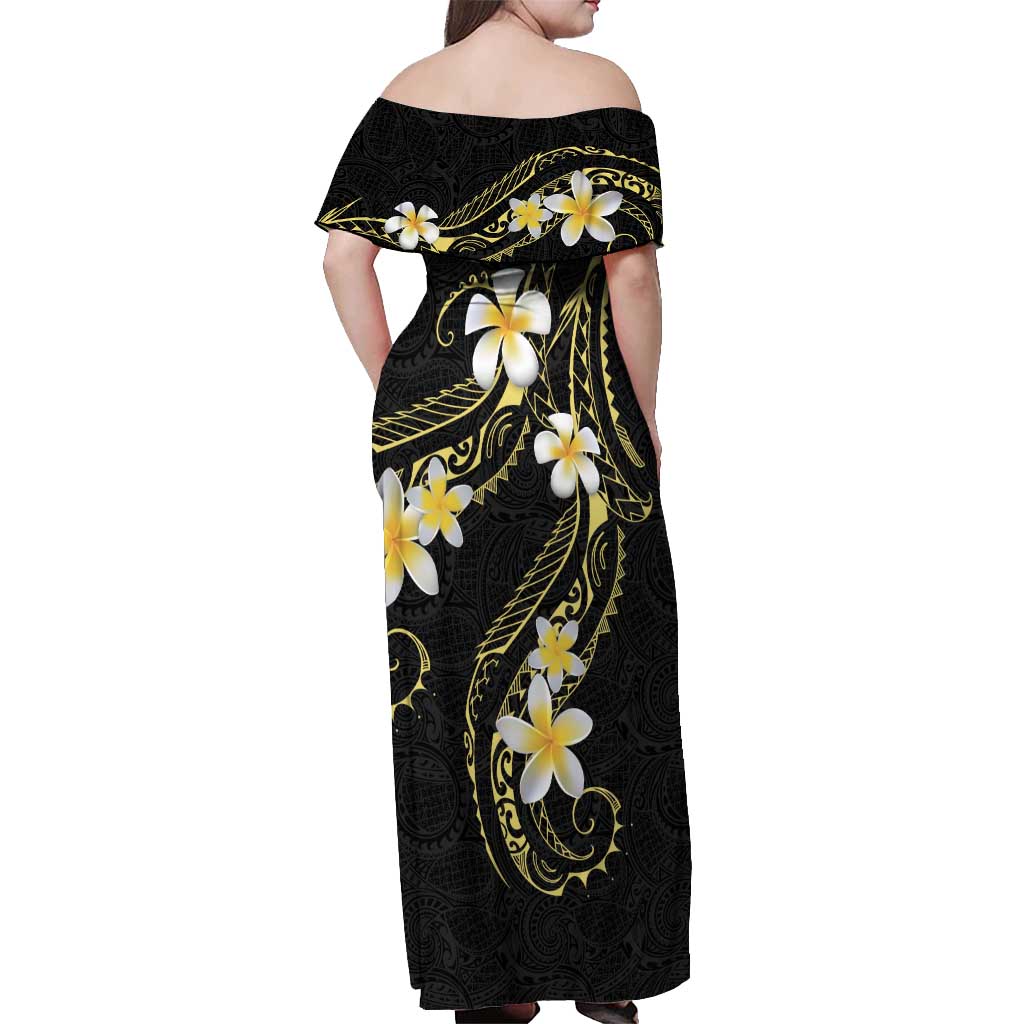 Polynesia Tattoo With Plumeria Off Shoulder Maxi Dress Elegant Vibes LT14 - Polynesian Pride