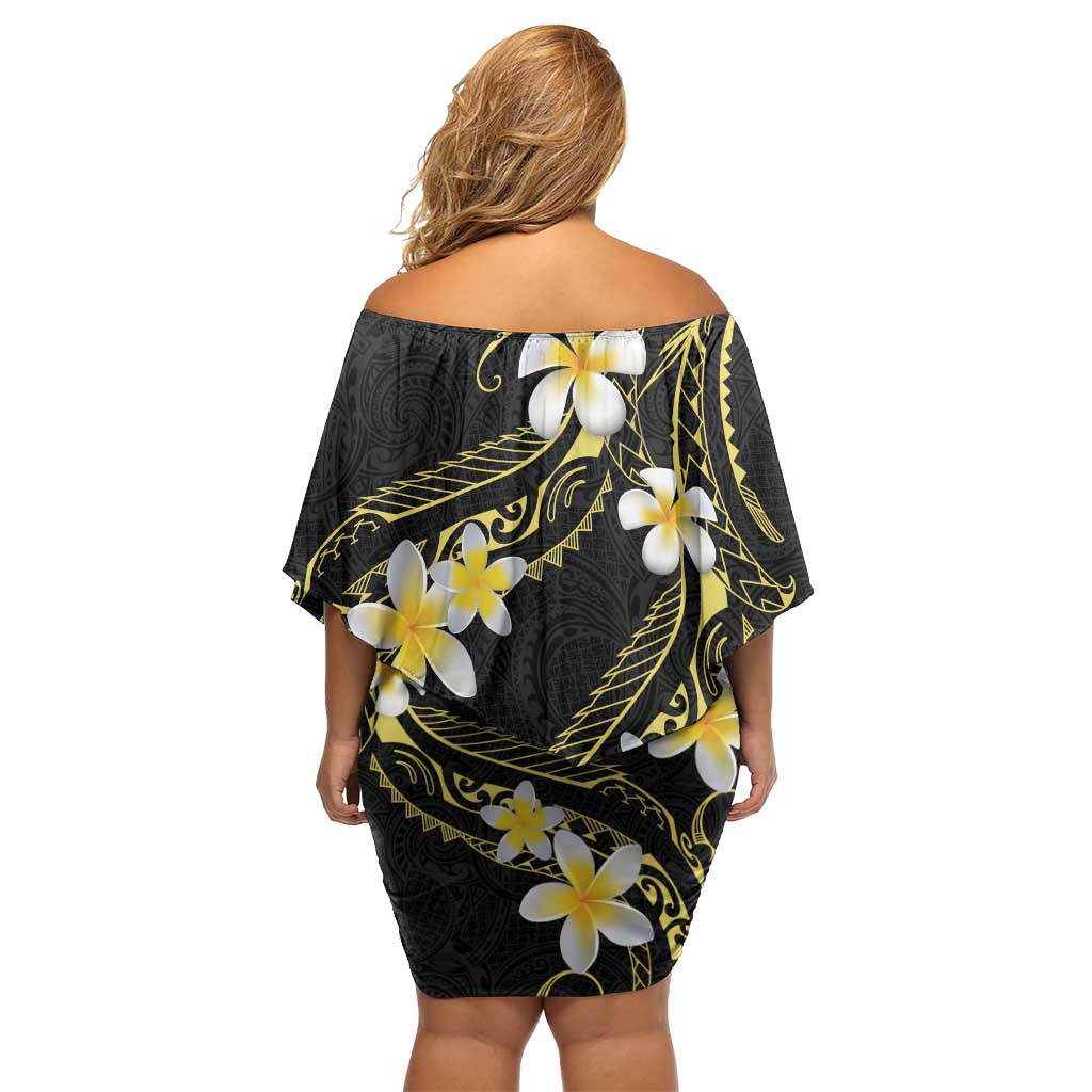 Polynesia Tattoo With Plumeria Off Shoulder Short Dress Elegant Vibes