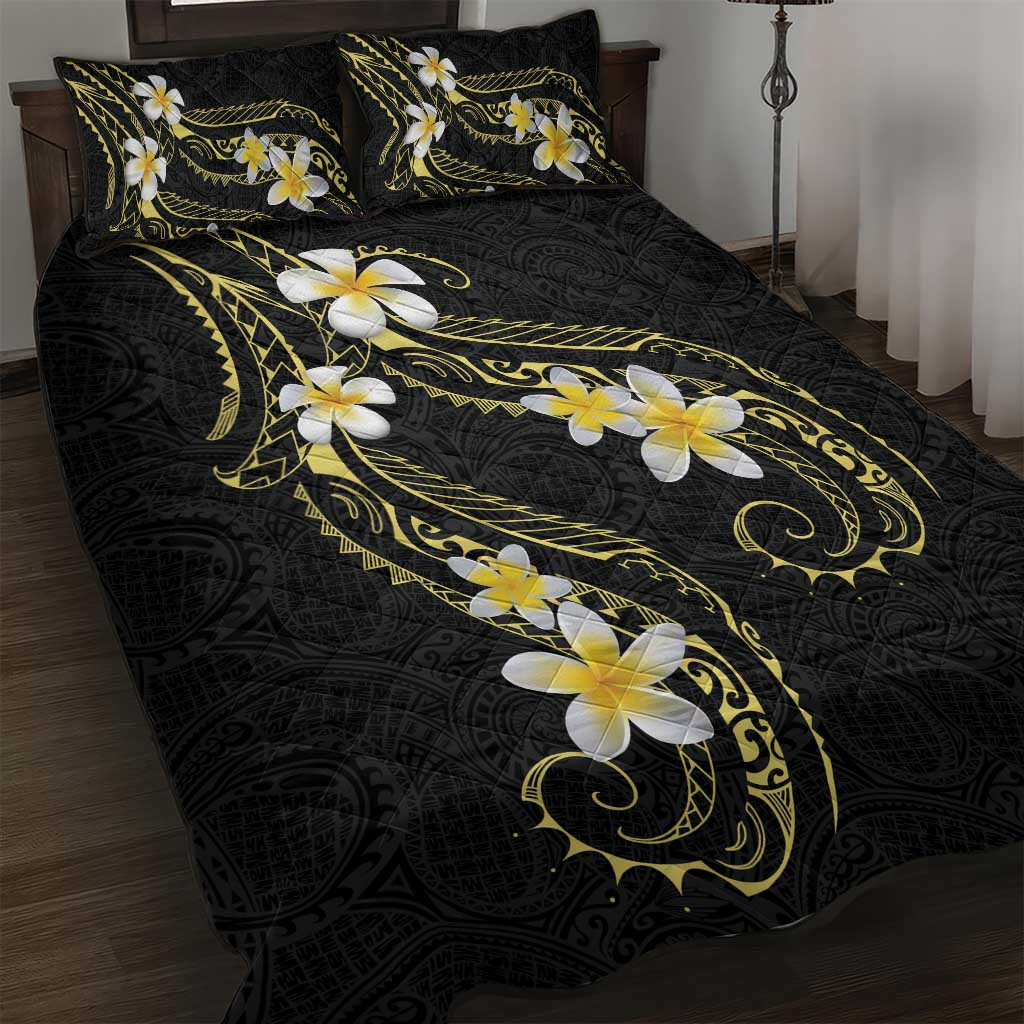 Polynesia Tattoo With Plumeria Quilt Bed Set Elegant Vibes