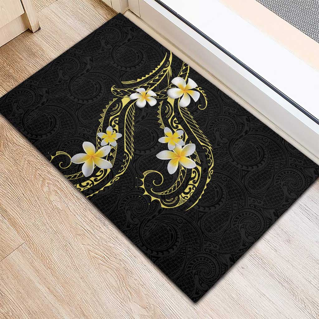 Polynesia Tattoo With Plumeria Rubber Doormat Elegant Vibes