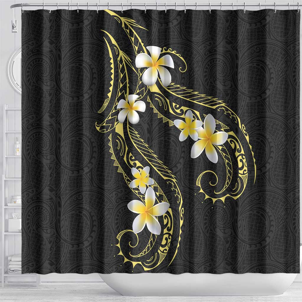 Polynesia Tattoo With Plumeria Shower Curtain Elegant Vibes