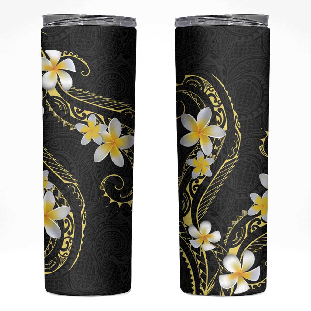 Polynesia Tattoo With Plumeria Skinny Tumbler Elegant Vibes