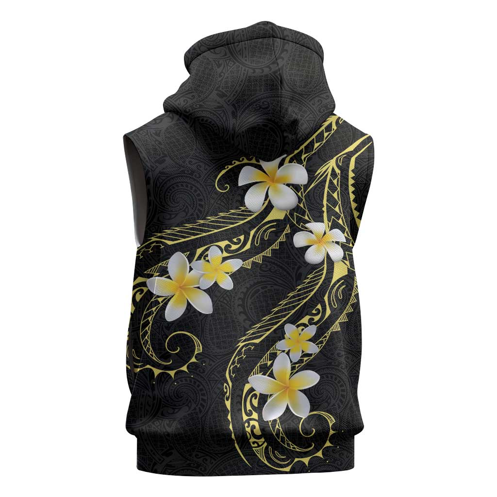 Polynesia Tattoo With Plumeria Sleeveless Zip Hoodie Elegant Vibes