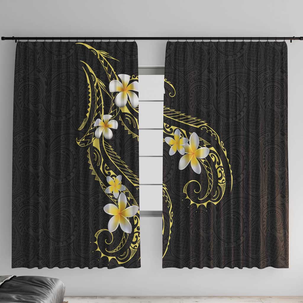 Polynesia Tattoo With Plumeria Window Curtain Elegant Vibes