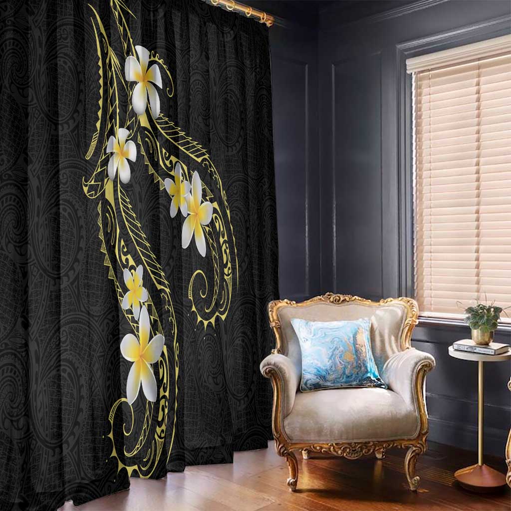 Polynesia Tattoo With Plumeria Window Curtain Elegant Vibes