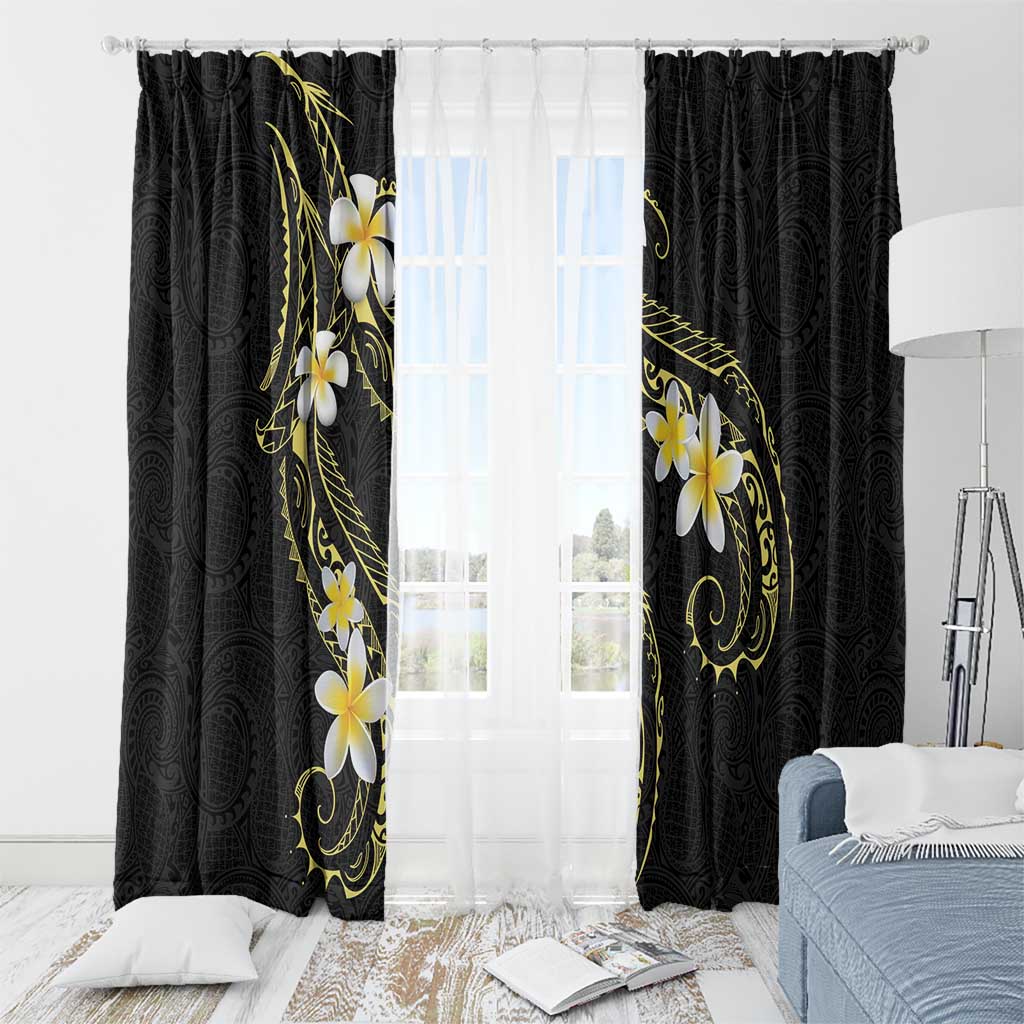Polynesia Tattoo With Plumeria Window Curtain Elegant Vibes