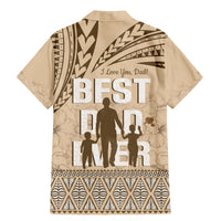 Tonga Father's Day Family Matching Mermaid Dress and Hawaiian Shirt Best Dad Ever Tongan Ngatu Pattern - Beige LT14 - Polynesian Pride