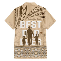 Tonga Father's Day Family Matching Short Sleeve Bodycon Dress and Hawaiian Shirt Best Dad Ever Tongan Ngatu Pattern - Beige LT14 - Polynesian Pride