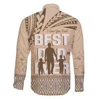 Tonga Father's Day Family Matching Short Sleeve Bodycon Dress and Hawaiian Shirt Best Dad Ever Tongan Ngatu Pattern - Beige LT14 - Polynesian Pride