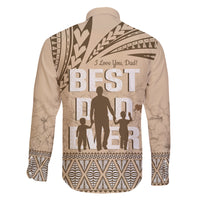 Tonga Father's Day Family Matching Tank Maxi Dress and Hawaiian Shirt Best Dad Ever Tongan Ngatu Pattern - Beige LT14 - Polynesian Pride