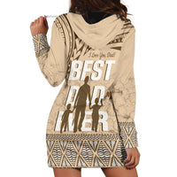 Tonga Father's Day Hoodie Dress Best Dad Ever Tongan Ngatu Pattern - Beige LT14 - Polynesian Pride