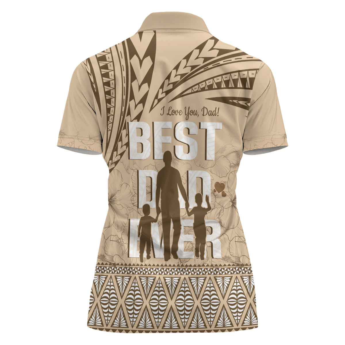 Tonga Father's Day Women Polo Shirt Best Dad Ever Tongan Ngatu Pattern - Beige