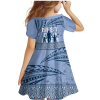 Tonga Father's Day Family Matching Mermaid Dress and Hawaiian Shirt Best Dad Ever Tongan Ngatu Pattern - Blue LT14 - Polynesian Pride