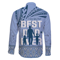 Tonga Father's Day Family Matching Mermaid Dress and Hawaiian Shirt Best Dad Ever Tongan Ngatu Pattern - Blue LT14 - Polynesian Pride