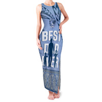 Tonga Father's Day Family Matching Tank Maxi Dress and Hawaiian Shirt Best Dad Ever Tongan Ngatu Pattern - Blue LT14 Mom's Dress Blue - Polynesian Pride