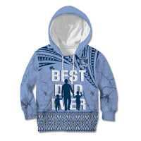 Tonga Father's Day Kid Hoodie Best Dad Ever Tongan Ngatu Pattern - Blue LT14 Hoodie Blue - Polynesian Pride