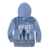 Tonga Father's Day Kid Hoodie Best Dad Ever Tongan Ngatu Pattern - Blue LT14 - Polynesian Pride