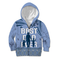 Tonga Father's Day Kid Hoodie Best Dad Ever Tongan Ngatu Pattern - Blue LT14 Zip Hoodie Blue - Polynesian Pride