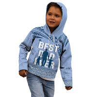 Tonga Father's Day Kid Hoodie Best Dad Ever Tongan Ngatu Pattern - Blue LT14 - Polynesian Pride