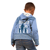 Tonga Father's Day Kid Hoodie Best Dad Ever Tongan Ngatu Pattern - Blue LT14 - Polynesian Pride
