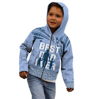 Tonga Father's Day Kid Hoodie Best Dad Ever Tongan Ngatu Pattern - Blue LT14 - Polynesian Pride