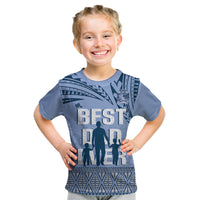 Tonga Father's Day Kid T Shirt Best Dad Ever Tongan Ngatu Pattern - Blue LT14 Blue - Polynesian Pride