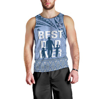 Tonga Father's Day Men Tank Top Best Dad Ever Tongan Ngatu Pattern - Blue LT14 - Polynesian Pride