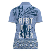 Tonga Father's Day Women Polo Shirt Best Dad Ever Tongan Ngatu Pattern - Blue