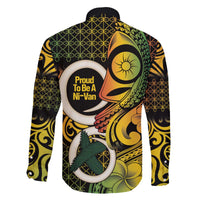 Vanuatu 1980 Family Matching Off The Shoulder Long Sleeve Dress and Hawaiian Shirt Ni-Van Tamtam Sand Drawing Pattern LT14 - Polynesian Pride