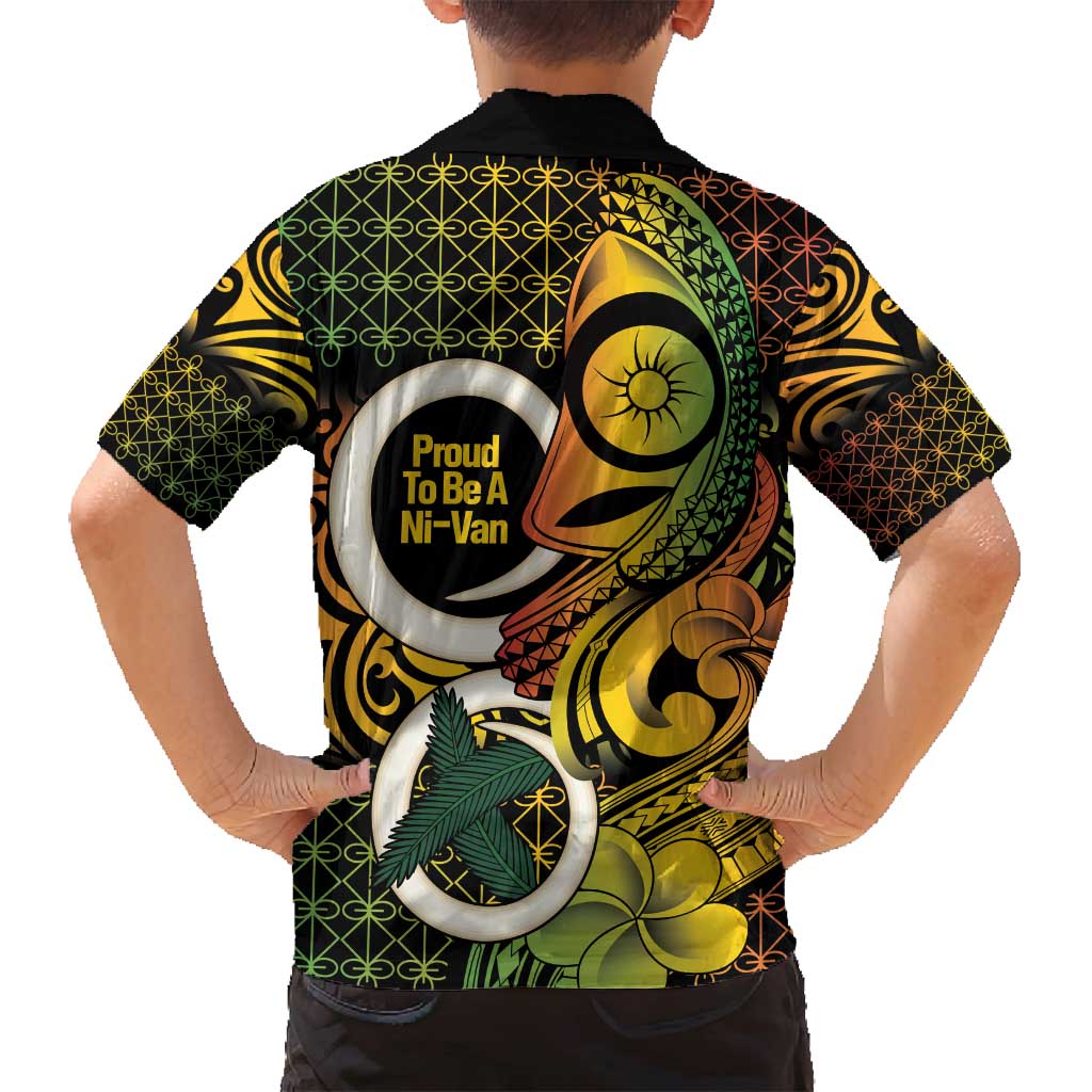 Vanuatu 1980 Family Matching Puletasi and Hawaiian Shirt Ni-Van Tamtam Sand Drawing Pattern LT14 - Polynesian Pride