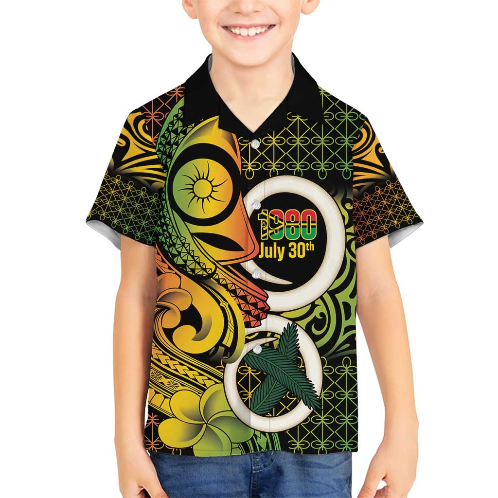 Vanuatu 1980 Family Matching Puletasi and Hawaiian Shirt Ni-Van Tamtam Sand Drawing Pattern LT14 Son's Shirt Black - Polynesian Pride
