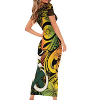 Vanuatu 1980 Family Matching Short Sleeve Bodycon Dress and Hawaiian Shirt Ni-Van Tamtam Sand Drawing Pattern LT14 - Polynesian Pride