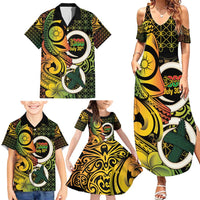 Vanuatu 1980 Family Matching Summer Maxi Dress and Hawaiian Shirt Ni-Van Tamtam Sand Drawing Pattern LT14 - Polynesian Pride