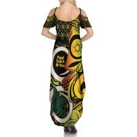Vanuatu 1980 Family Matching Summer Maxi Dress and Hawaiian Shirt Ni-Van Tamtam Sand Drawing Pattern LT14 - Polynesian Pride