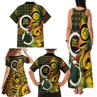 Vanuatu 1980 Family Matching Tank Maxi Dress and Hawaiian Shirt Ni-Van Tamtam Sand Drawing Pattern LT14 - Polynesian Pride